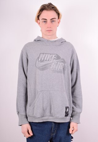 NIKE MENS VINTAGE HOODIE JUMPER LARGE GREY 90S