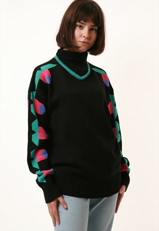 90S VINTAGE MULTI PATTERN SWEATER JUMPER 1130