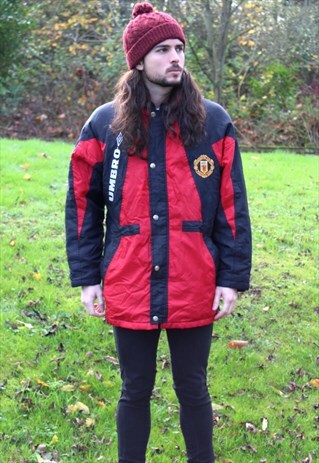 VINTAGE 90S MAN UTD UMBRO SHARP MANAGERS JACKET - S/M