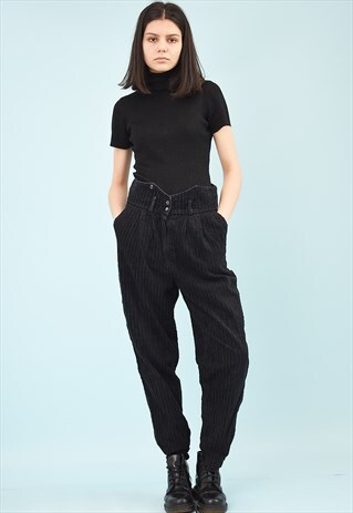 80'S RETRO HIGH WAIST CORDUROY TROUSERS