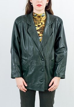 Vintage 80's leather jacket in black oversized