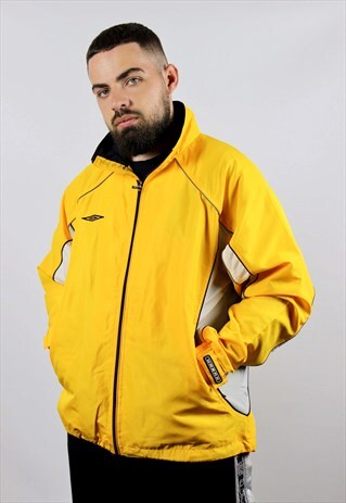 VINTAGE UMBRO WINDBREAKER 90S JACKET YELLOW SZ S