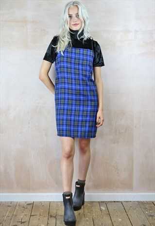 BLUE TARTAN CAMI DRESS