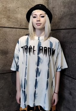 Tie-dye oversize tee gradient t-shirt grunge top white blue