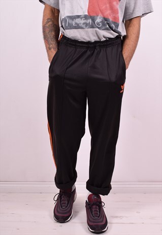 ADIDAS MENS VINTAGE TRACKSUIT TROUSERS W42 L32 BLACK 90'S