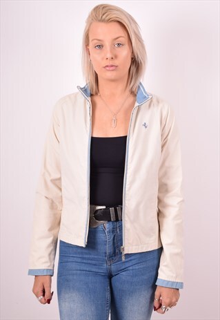 FILA WOMENS VINTAGE TRACSUIT TOP JACKET SMALL WHITE 90S