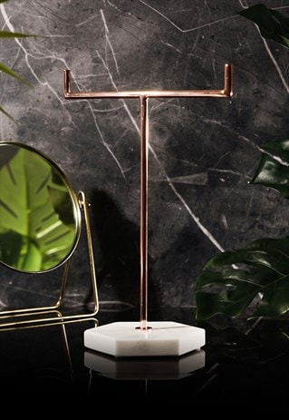 MARBLE T- BAR JEWELLERY STAND IN ROSE GOLD