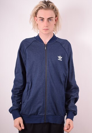 ADIDAS MENS VINTAGE TRACKSUIT TOP JACKET XL BLUE 90S