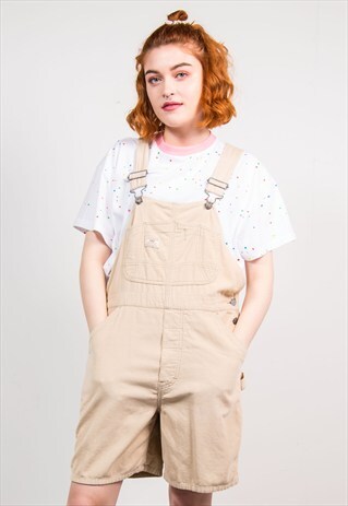 VINTAGE 90'S BEIGE CORD DUNGAREES