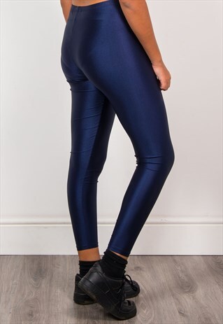 90'S HIGH WAIST HIGH SHINE NAVY BLUE LEGGINGS