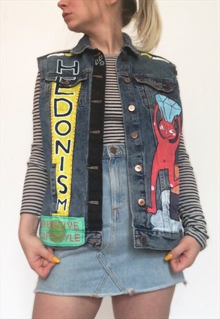 HEDONISM HANDPAINTED DENIM VEST