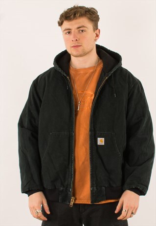 VINTAGE 90S BLACK CARHARTT CHORE WORKWEAR JACKET COAT XL