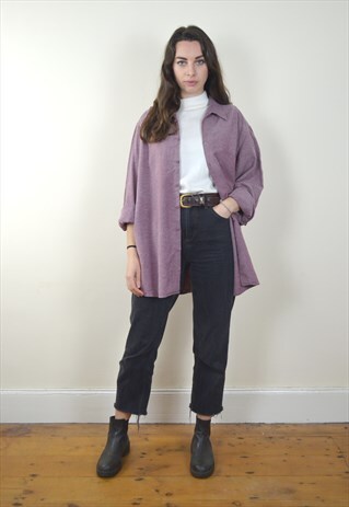 90S VINTAGE PINK LONG SLEEVE FLANNEL SHIRT