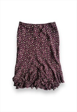Vintage Laura Ashley Skirt boho floaty frilly floral purple