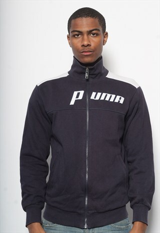VINTAGE PUMA FULL ZIP LOGO SWEATSHIRT BLUE