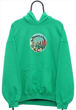 Retro New Dublin Embroidered Green Hoodie Mens