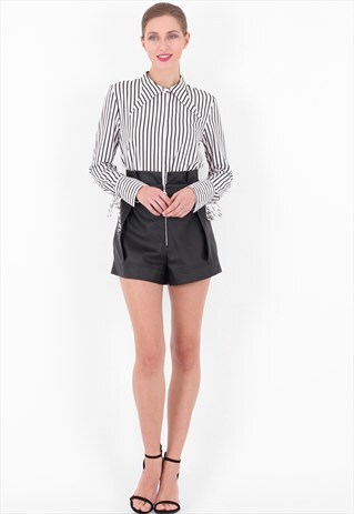 COLLARED STRIPED BLACK AND WHITE LONG SLEEVES SHIRT