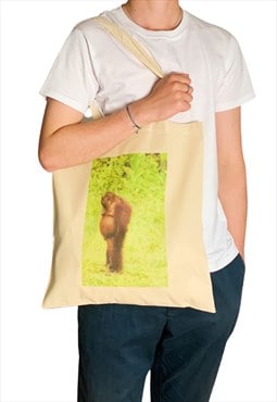 Monkey Orangutang Thinking Tote Bag Funny Monkey Meme Print