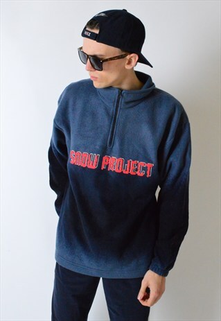 VINTAGE 90S GREY SNOW PROJECT 1/4 ZIPPER FLEECE JUMPER