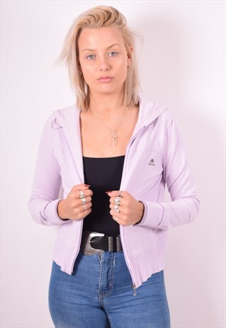 ELLESSE WOMENS VINTAGE HOODIE JACKET SMALL PURPLE 90S