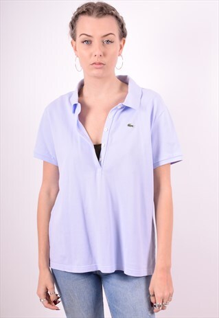 LACOSTE WOMENS VINTAGE POLO SHIRT XL PURPLE 90'S