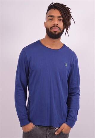POLO RALPH LAUREN VINTAGE TOP LONG SLEEVE LARGE BLUE 90S
