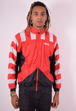 ADIDAS MENS VINTAGE SHELL TRACKSUIT TOP JACKET MEDIUM RED 90