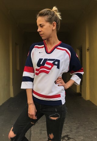 VINTAGE 90' OFFCIAL USA HOCKEY TEAM SPORT JERSEY
