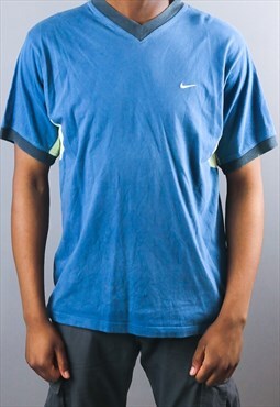 Vintage rare  blue embroidered nike t shirt