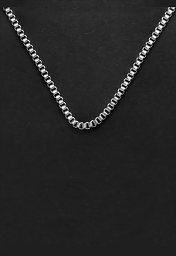CRW Silver Squarebox Link Chain Necklace 