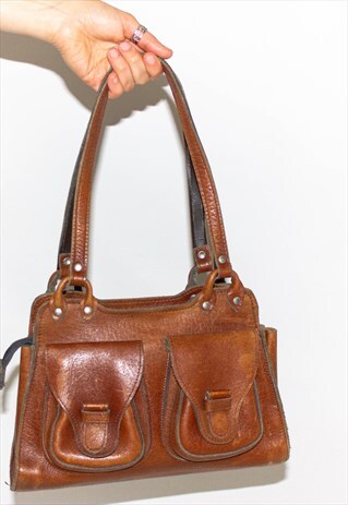 VINTAGE 90'S LEATHER TOOLED HAND BAG
