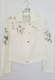 90S RETRO WHITE BEADED EMBROIDERED SHIRT BLOUSE JACKET