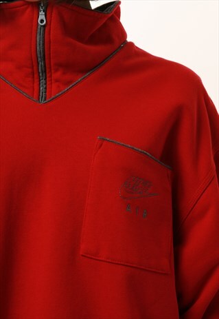 VINTAGE NIKE AIR COTTON 1/4 ZIP TOP JUMPER 14450