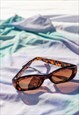 TORTOISE SHELL NARROW OVAL WEIGHTED EDGE SUNGLASSES