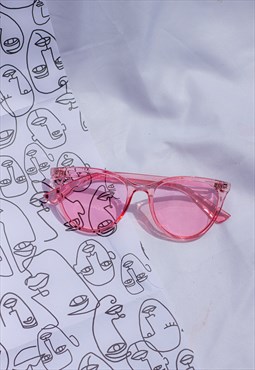 Transparent Pink Mini Elegant Cat Eye Sunglasses