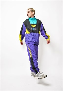 ADIDAS Originals vintage full tracksuit set purple multi 80s