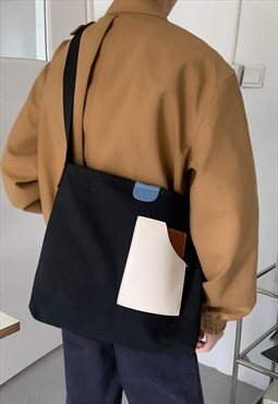 Men's contrast canvas bag