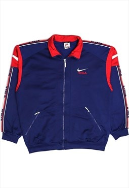 Vintage 90's Nike Windbreaker U.S.A. Track Jacket Blue,