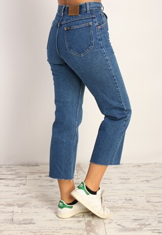 VINTAGE LEE HIGH WAISTED REWORKED CUT OFF JEANS X54