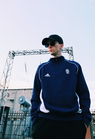 2005 NAVY BLUE ADIDAS 1/4 ZIPPER FOOTBALL SWEATSHIRT