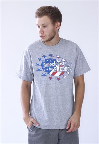 80S MENS AMERICAN FREEDOM BIG LOGO T-SHIRT