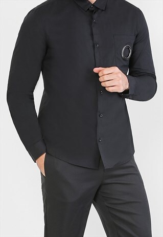 EYELET ON POCKET DETAIL SHIRT