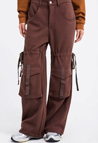 CARGO POCKET JOGGERS GRUNGE OVERALLS STRAP PANTS TROUSER