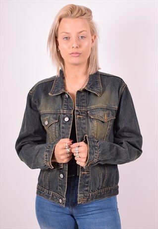 WOMENS VINTAGE DENIM JACKET LARGE BLUE 90S