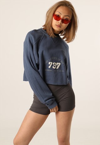 VINTAGE DIESEL PRINTED SPELLOUT CROPPED SWEATSHIRT