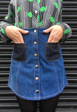 REWORKED 1970'S STYLE DENIM SKIRT