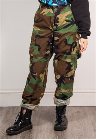 VINTAGE 90'S GREEN CAMO PANTS TROUSERS