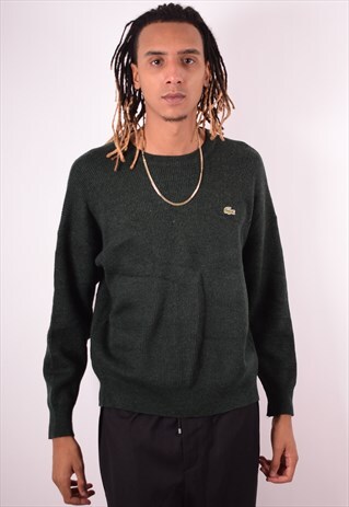 LACOSTE MENS VINTAGE JUMPER SWEATER LARGE GREEN 90S