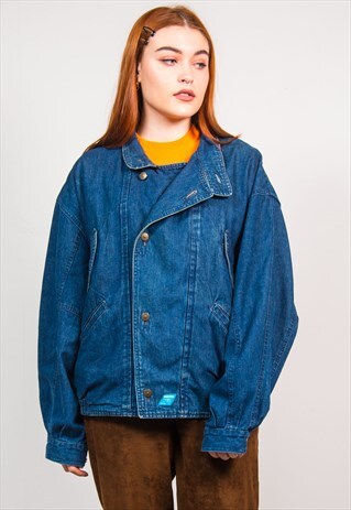 VINTAGE 90'S DARK BLUE DENIM OVERSIZED JACKET