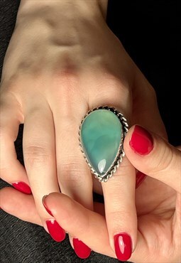 Silver Green Emerald Ring